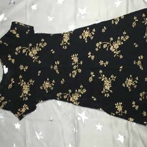 Black floral stretchy dress